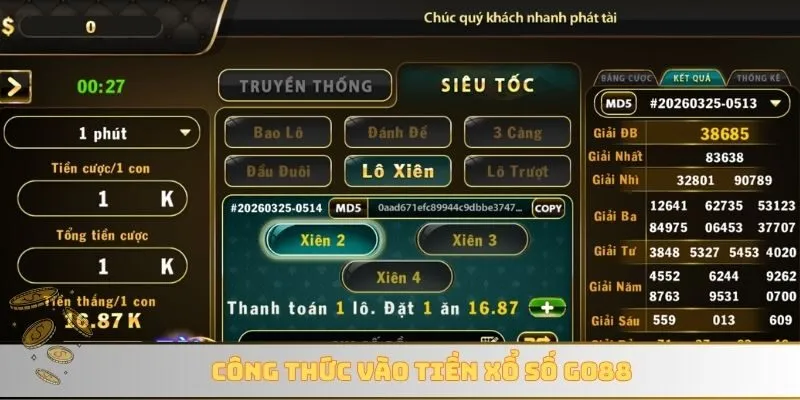Công thức vào tiền xổ số GO88